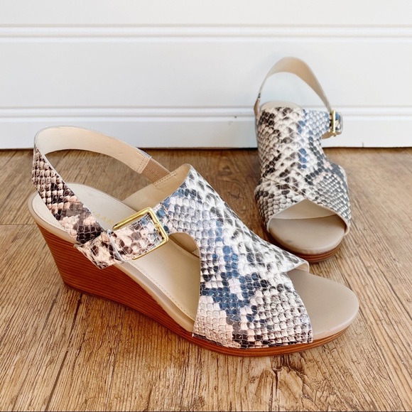Cole Hann Philomina Python Snake Print Wedges 8.5 - Picture 1 of 7